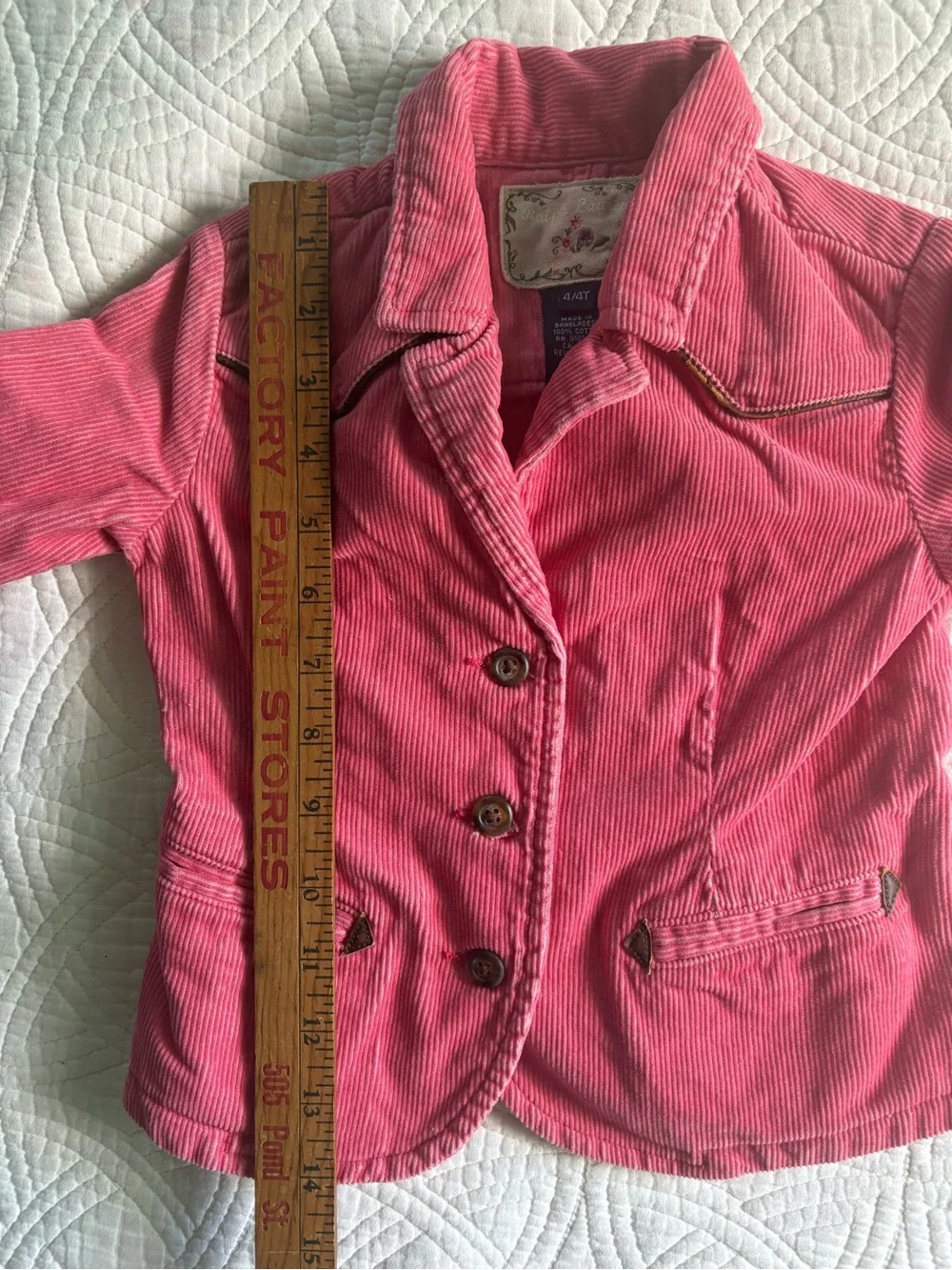 Ralph Lauren Western Corduroy Jacket  with Leather Trim Pink 4T